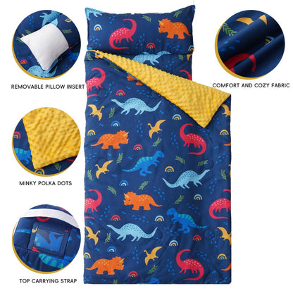 Kids Nap Mat Roll-Up Sleeping Mat for Daycare & Travel - 100% Polyester, Fun Prints for Entryways, Bedrooms and Living Spaces