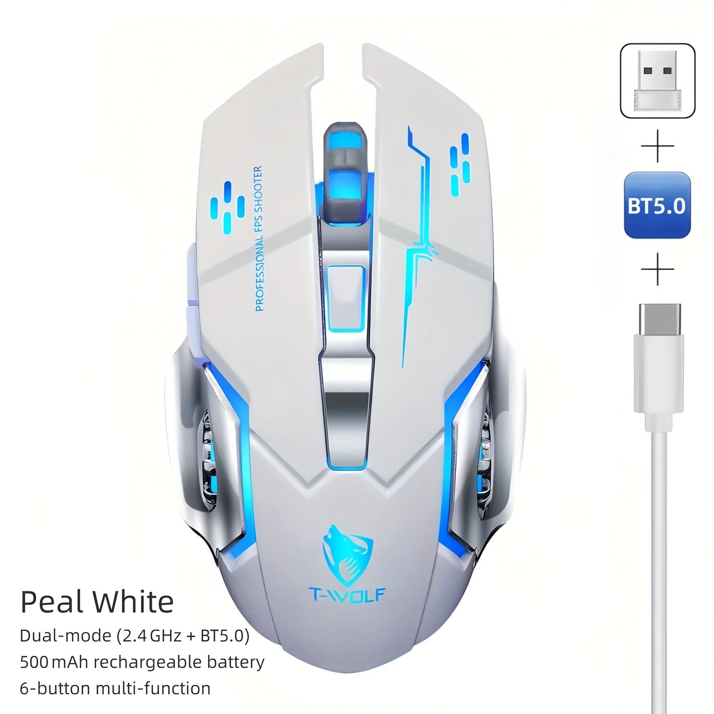 Wireless Gaming Mouse RGB Rechargeable T-WOLF 2.4GHz Large Mouse for PC Laptop Tablet Mac for an Everyday Personal Care Routine