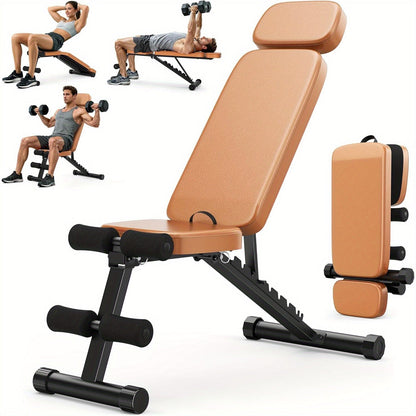 Adjustable Weight Bench 6-in-1 Foldable – Flat Incline Decline, Resistance Bands, Preacher Curl & Leg Developer, 770lb Capacity