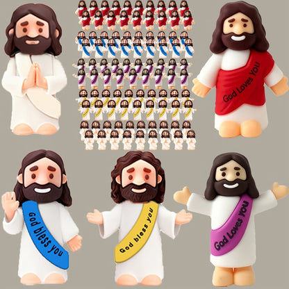 Bulk Mini Jesus Statue Set 50/100/150pcs – Religious Figurine Decorations 5 Assorted Colors, Vase Filler Home Decor Party Favors Christian