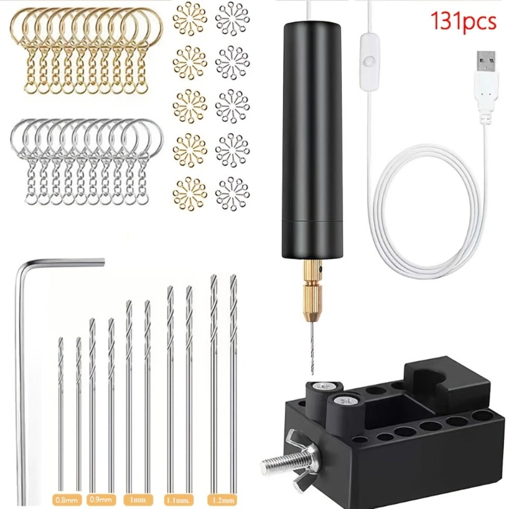 131PCS Resin Drilling Tool Set for Jewelry Making, 100 Eye Screws Gold & Silver, 8 Spiral Drill Bits