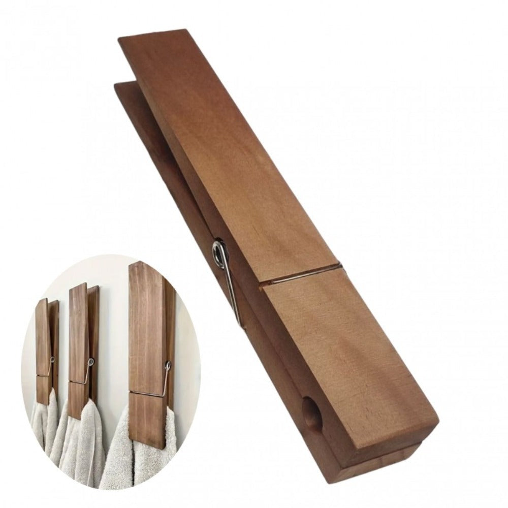 Wooden Clothespins Heavy Duty Laundry Clips – Oversized Clothes Pins for Bathroom, Kitchen & Outdoor Drying, Rust-Resistant Wood Towel Clip