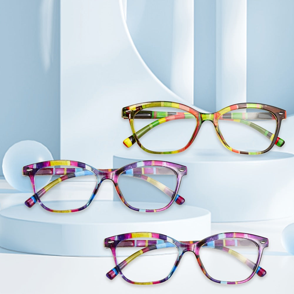 Reading Glasses – Three-Pair Rimless Metal Readers in Multiple Colors and Strengths with Multiple Strength and Color Options