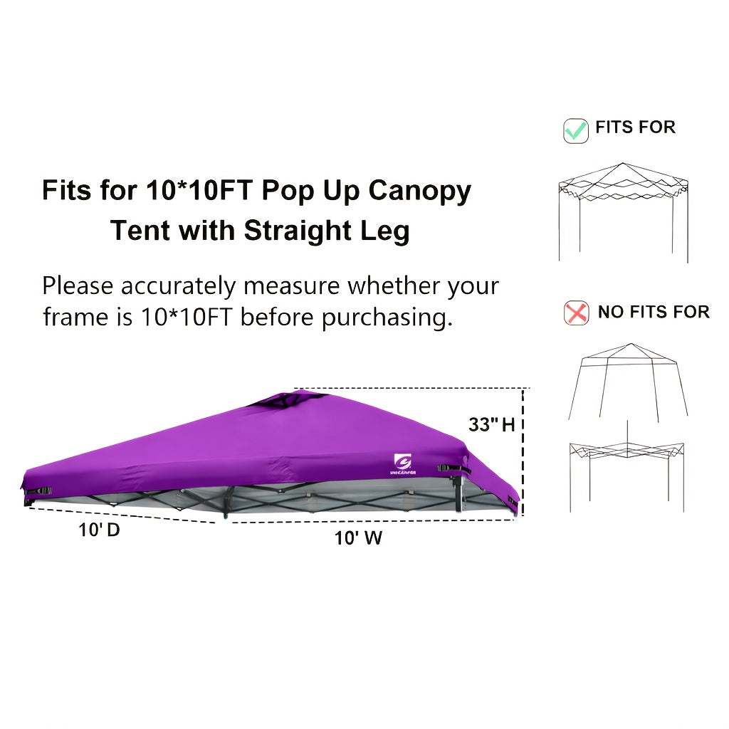 10x10 Canopy Replacement Top Cover for Straight Leg Tents – Ventilation Ports, Instant Shade, 11 Color Options