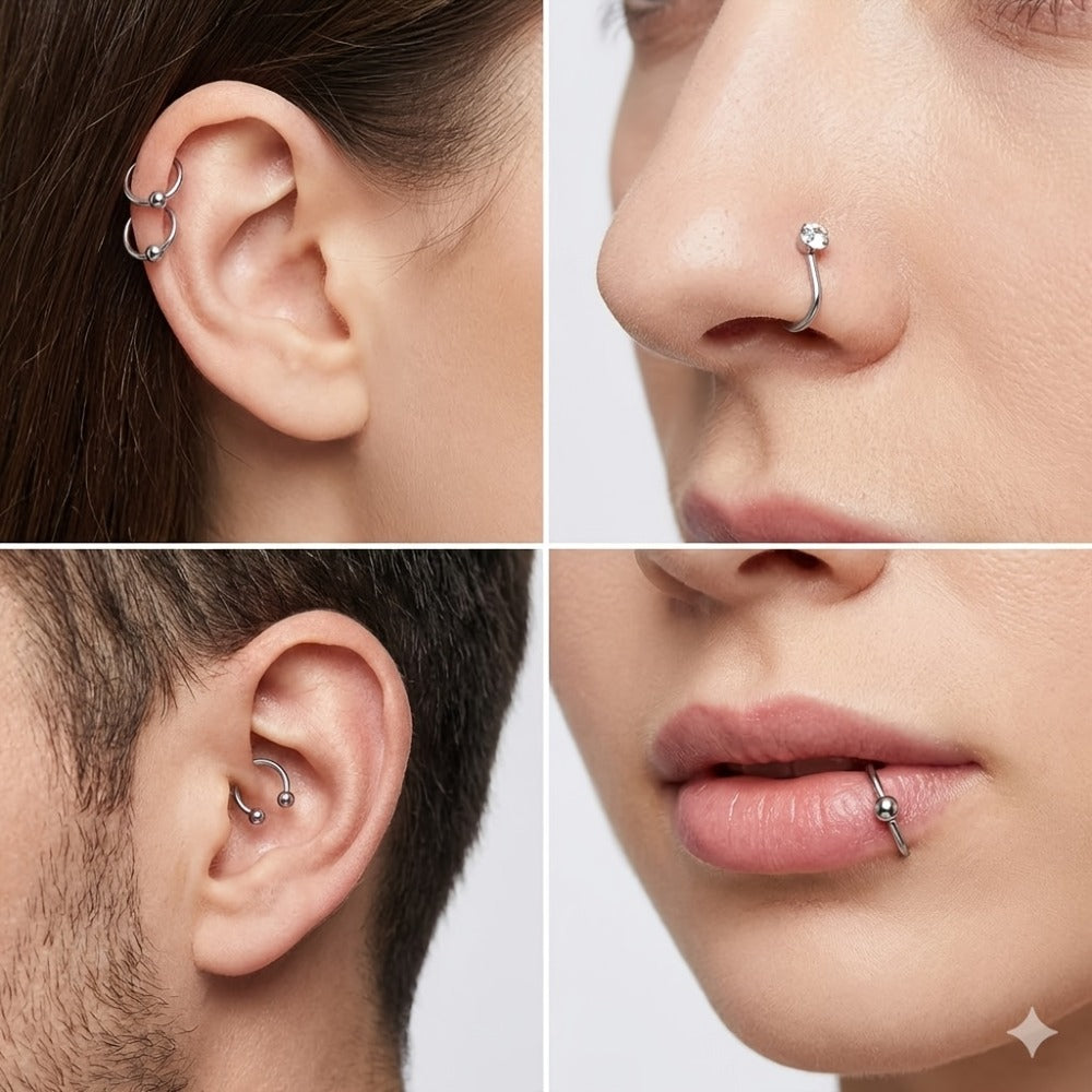 Ear Piercing Kit 124PCS Professional Body Piercing Set with Piercing Gun for Entryways, Bedrooms and Living Spaces