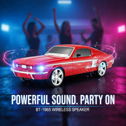 Retro Classic Car Model Bluetooth Speaker with Deep Bass, Colorful LED Lights, FM Radio, USB TF AUX Inputs