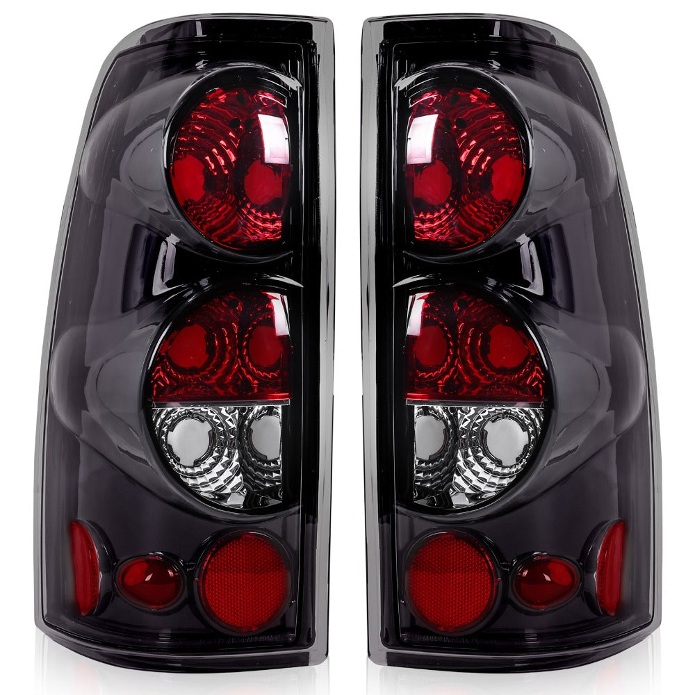 Tail Lights for Chevy Silverado 1500 2500 3500 1999-2006 & GMC Sierra 1999-2003 – Direct Replacement Pair | Black Housing | Smoked Gray