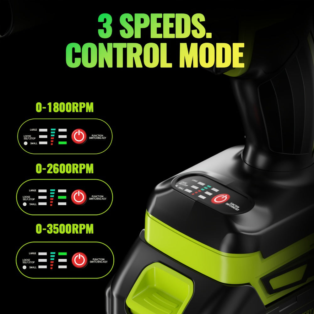 Cordless Impact Wrench Brushless Motor 3-in-1 High Torque, Rechargeable Battery, Design, Variable Speed