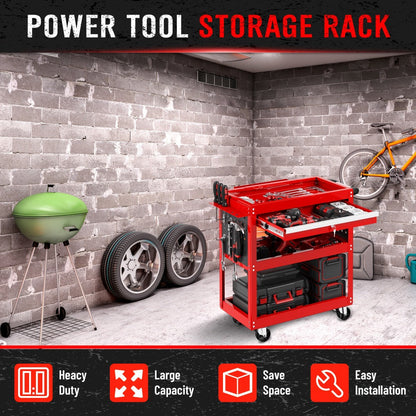 Rolling Tool Cart 3-Tier Pegboard Organizer Locking Drawer 4 Swivel Casters for Garage Workshop Mechanics Black Yellow