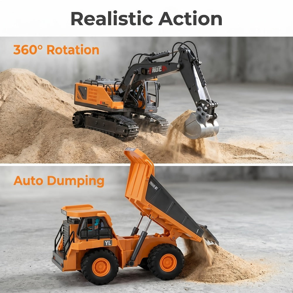 RC Construction Vehicle Set 2/3/4pcs with the Listed Color, Size or Set Options for Everyday Use