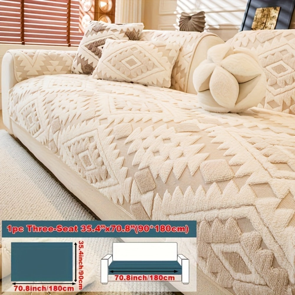 Sofa Cover, Thick Plush Couch Pad with Backing Detail in Three Colors and Seven Seat or Arm Sizes