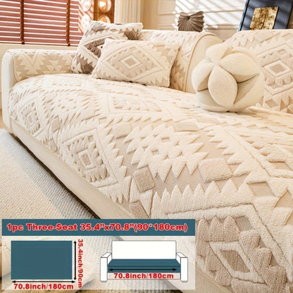 Sofa Cover, Thick Plush Couch Pad with Backing Detail in Three Colors and Seven Seat or Arm Sizes