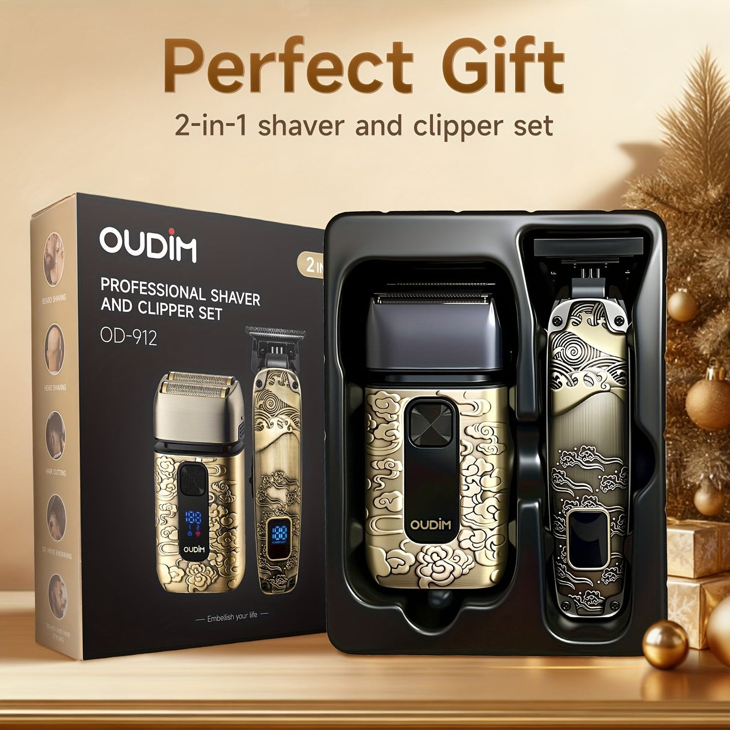 Foil Shaver for Men 2-in-1 Hair Clipper & Beard Trimmer Grooming Kit - Cordless Rechargeable Electric Razor for Face Mustache Bald Head