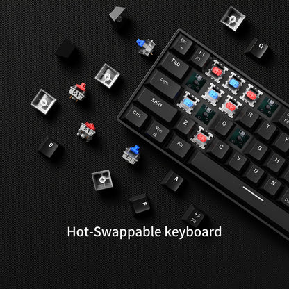Mechanical Keyboard 61-Key Wired Hot-Swap Layout with Red or Blue Switches, RGB Backlighting and Six Color Options