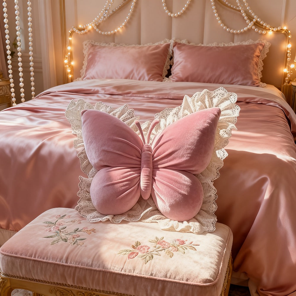 Butterfly Shaped Throw Pillow 3D Bow Decorative Cute Accent Pillow for Bed Sofa Couch Velvet for Entryways, Bedrooms and Living Spaces