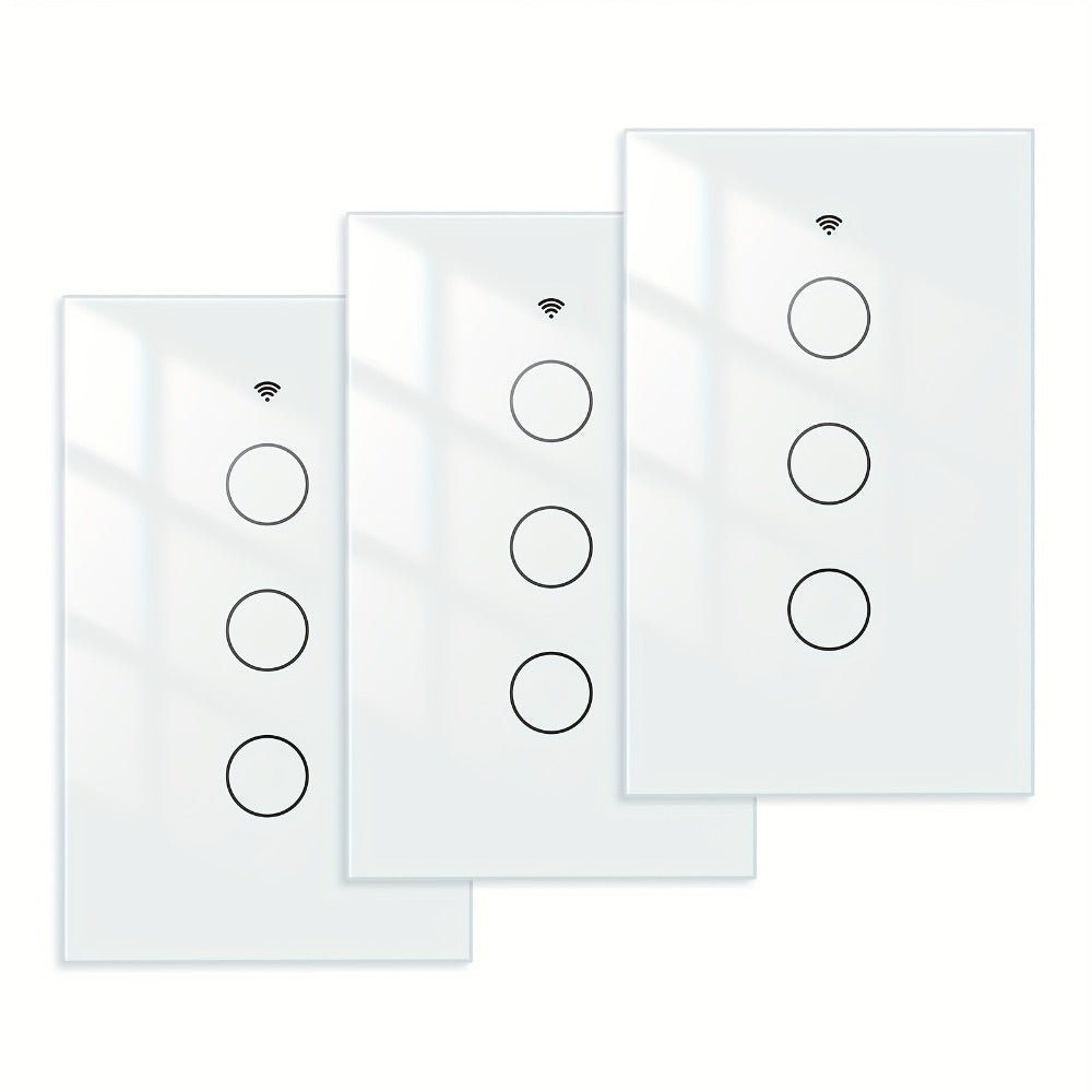 No Neutral Wire Smart Touch Wall Switch MOES WiFi 1/2/3 Gang Single Fire, Works with Alexa & Google Home