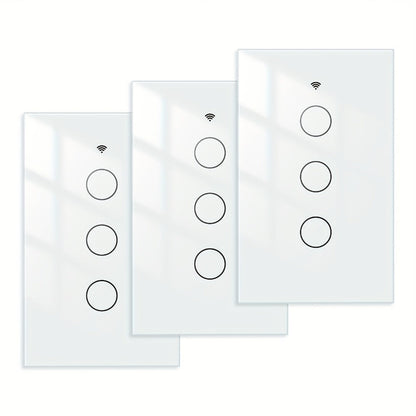 No Neutral Wire Smart Touch Wall Switch MOES WiFi 1/2/3 Gang Single Fire, Works with Alexa & Google Home