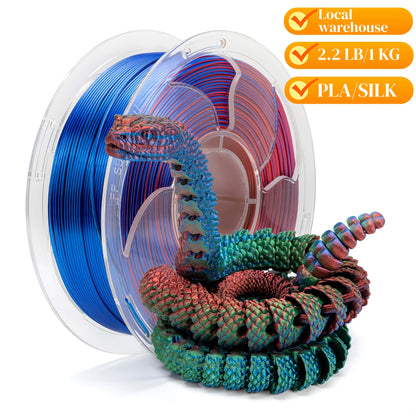 3D Printer Filament Airok Silk PLA 1.75mm 1kg Spool with Ten Glossy Solid, Dual-Color and Rainbow Options
