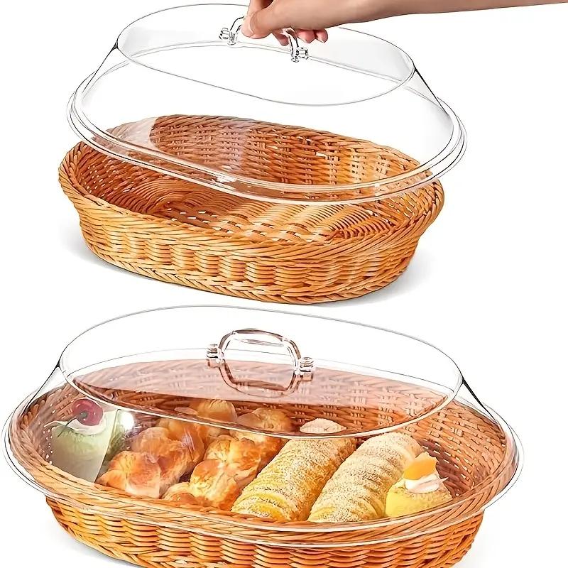 Woven Bread Basket in Square or Round Shape for Serving Bread, Fruit, Desserts and Snacks at Home or on the Dining Table
