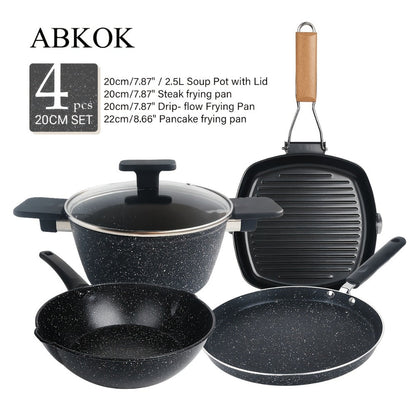 Non-Stick Cookware Set 4pcs Aluminum Frying Pan Kitchen Cooking Set Even Heat Distribution for Home Cooking, Dining and Outdoor Meals