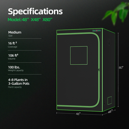 ALPHAGROW Grow Tent Greenhouse Portable 2X2/3X3/4X2/4X4 Ft High Reflective 1680D Mylar Canvas for Garden, Patio and Yard Use