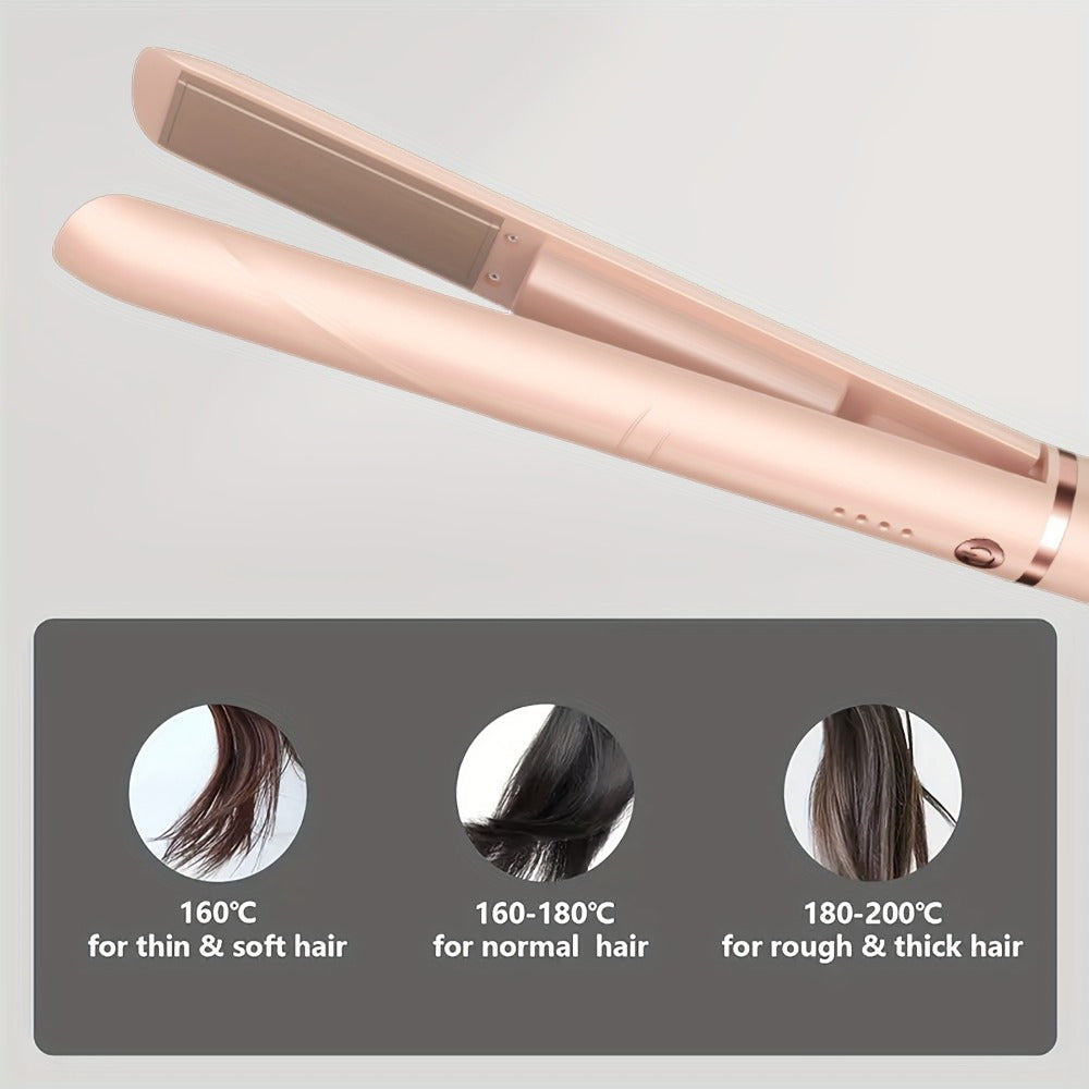 Wireless Hair Straightener and Curling Iron 2-in-1 Ceramic Cordless Hair Styler USB-C for Home, Travel and Salon Hair Styling