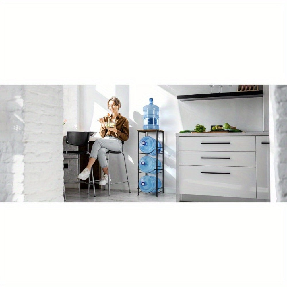 5-Gallon Water Jug Holder 3-Tier, Water Bottle Rack Organizer with Top Shelf & Adjustable Legs for Kitchen