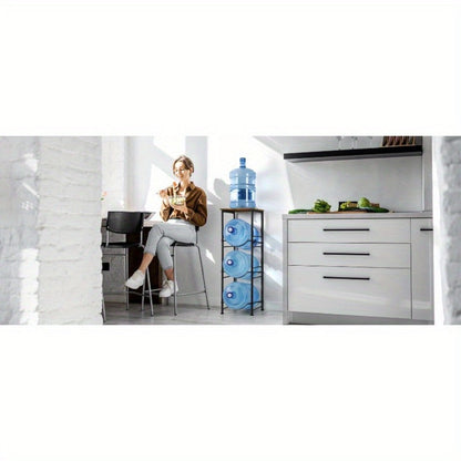 5-Gallon Water Jug Holder 3-Tier, Water Bottle Rack Organizer with Top Shelf & Adjustable Legs for Kitchen