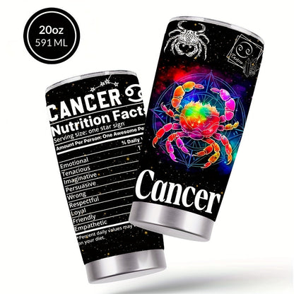 Insulated Tumbler 20oz Zodiac Sign 304 Stainless Steel with Lid, Straw and 12 Horoscope Options