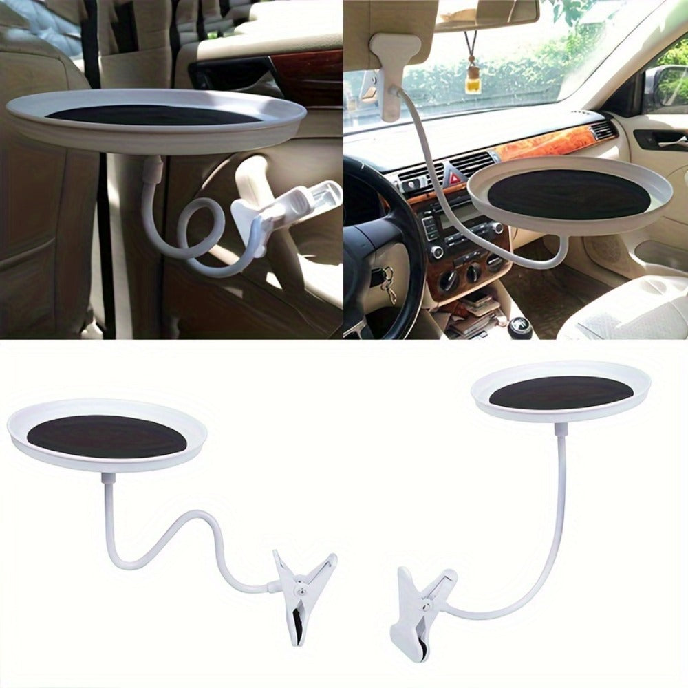 Car Seat Back Tray Table 360° Rotating – Foldable Food Drink Snack Organizer Tray for Car Interior, Non-Slip ABS Travel Tray for Road Trips
