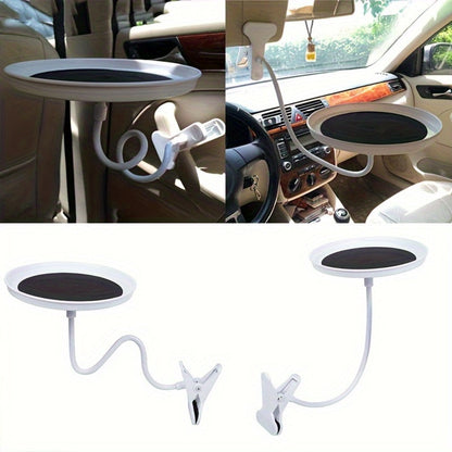 Car Seat Back Tray Table 360° Rotating – Foldable Food Drink Snack Organizer Tray for Car Interior, Non-Slip ABS Travel Tray for Road Trips