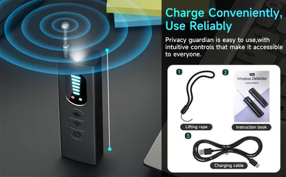 Anti Spy Hidden Camera Detector RF Signal Scanner Portable Bug Detector, GPS Tracker Finder, Listening Device Detector