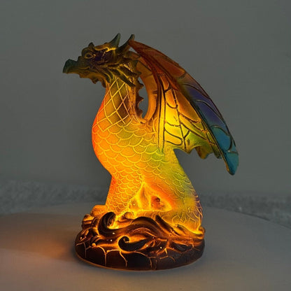 3D Resin Animal Night Light, Bohemian Vintage Dragon, Owl & Sea Turtle Stained Desk Lamp for Bedroom