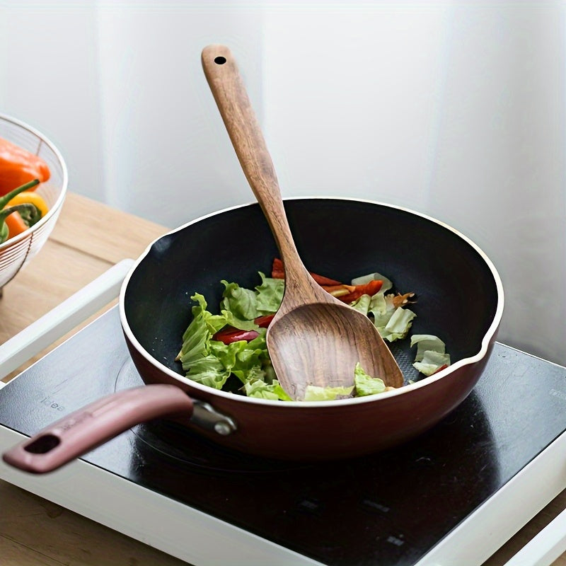 Kitchen Utensils by MARSHJOPRIAN, 3-Piece Teak Wood Spoon Set with Cooking Spoon, Rice Paddle and Polished Handles