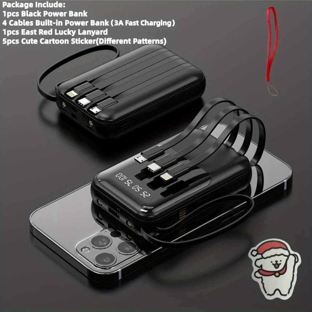 10000mAh Mini Power Bank 4 Built-In Cables Ultra-Bright LED Digital Display for an Everyday Personal Care Routine