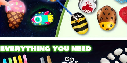 Stone Painting Set Glow in the Dark for Kids with the Listed Color, Size or Set Options for Everyday Use