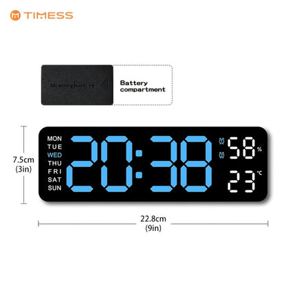 Large Digital LED Wall Clock Dual Alarm Clock with Temperature Date Display Brightness for Entryways, Bedrooms and Living Spaces