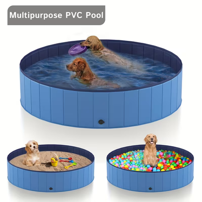 Large Dog Pool Foldable, 1mm Thick Durable Collapsible Plastic Pet Bathing Tub & Outdoor Swimming Pool for Large Dogs