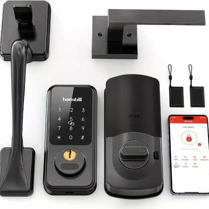Smart Door Lock Hornbill Keypad Deadbolt and Handle Set with Bluetooth App Keyfob and Alexa Control
