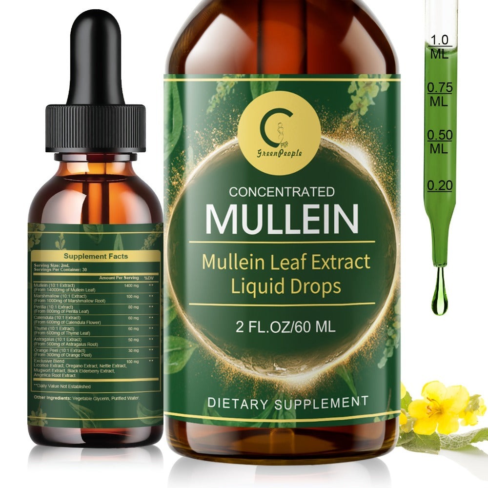 Mullein Leaf Liquid Tincture for Lung & Respiratory Health, Fast-Absorbing Herbal Drops for Breathing Support