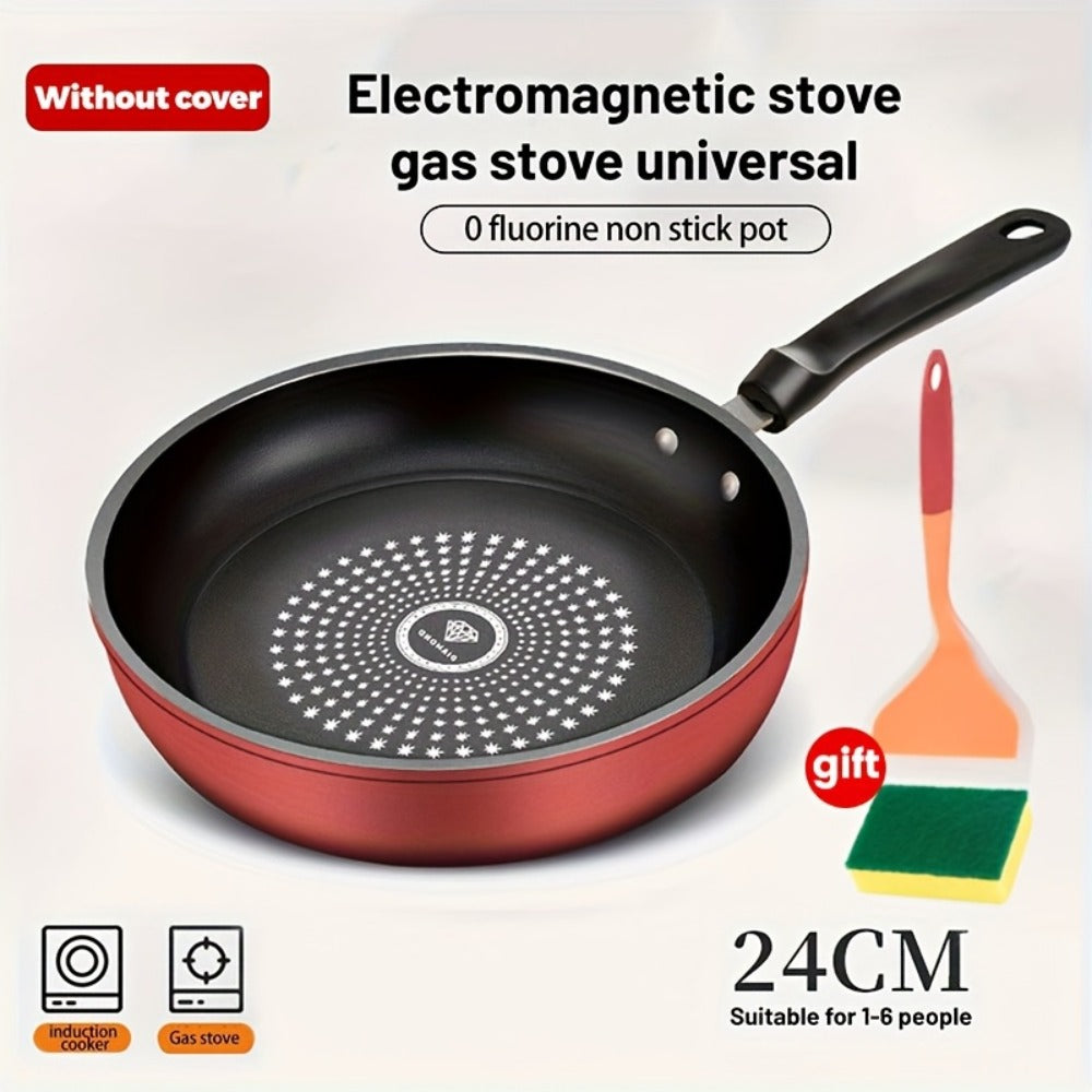 Nonstick Frying Pan with Lid 9.45 10.24 11.02 Inch Cast Iron Style Flat Bottom Skillet for Home Cooking, Dining and Outdoor Meals