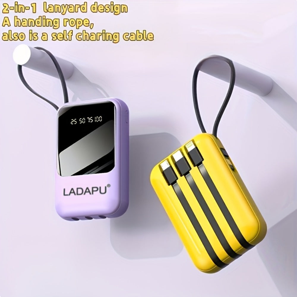 Power Bank 10000mAh Mini with Built-In Cable Set, 5W/15W/22.5W Variants, LED Light and Digital Display