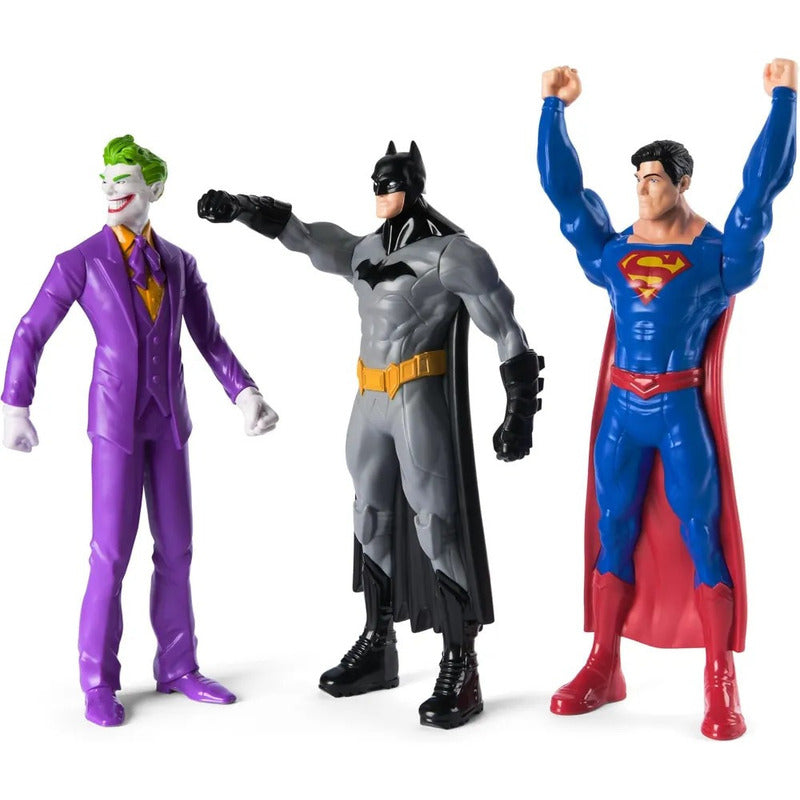 Batman Superman Joker Action Figure 3-Pack DC Comics, Superhero Collectible Toy Set for Boys Girls Kids Ages 3+
