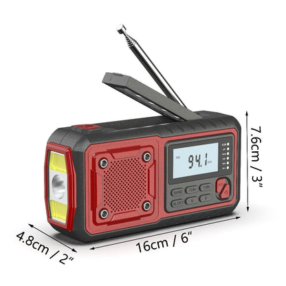 5000mAh Digital AM/FM/NOAA Emergency Radio with Solar Panel, Hand Crank, Reading Light and Three Colors