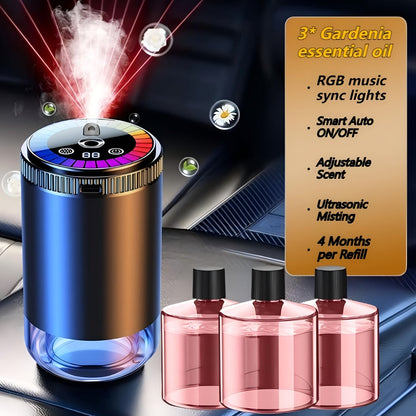 Car Aromatherapy Diffuser with Dynamic Light Show & Starry Sky Projector – USB Rechargeable Air Freshener, Essential Oil Perfume