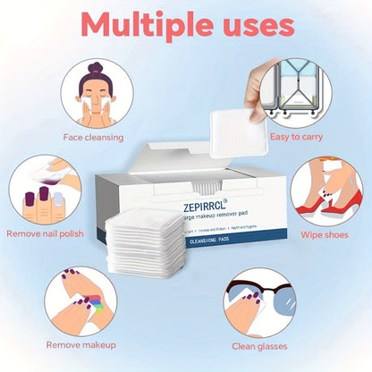 Disposable Square Cleansing Pads 200pcs (2 Boxes x 100) Extra Thick Soft Wet & Dry Facial Pads for Daily Skincare Makeup Removal