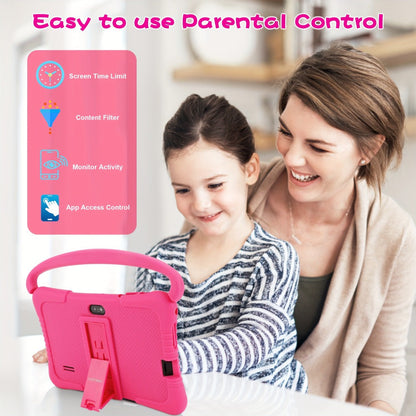 Kids Tablet 7 Inch Veidoo Android WiFi Eye Protection Screen Dual Camera Parental Control Educational Games Drop-Proof Silicone Cover 1+16GB