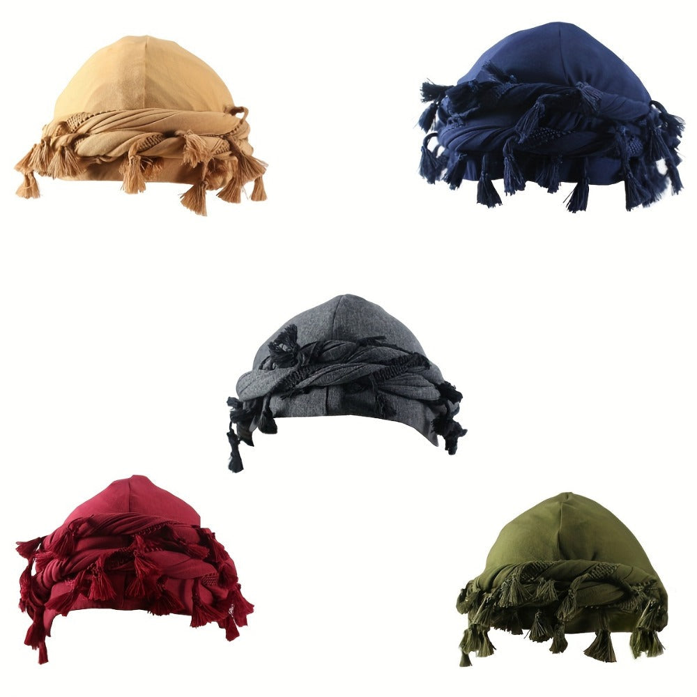 Costume Accessories 5-Piece Tassel Head Wrap Set with Green, Yellow, Red and Blue Color Assortment