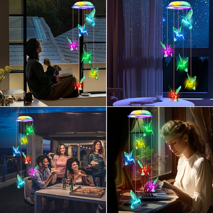 Solar Hummingbird Butterfly Pendant Light 6 LED Color, for Garden, Pathway and Patio Lighting