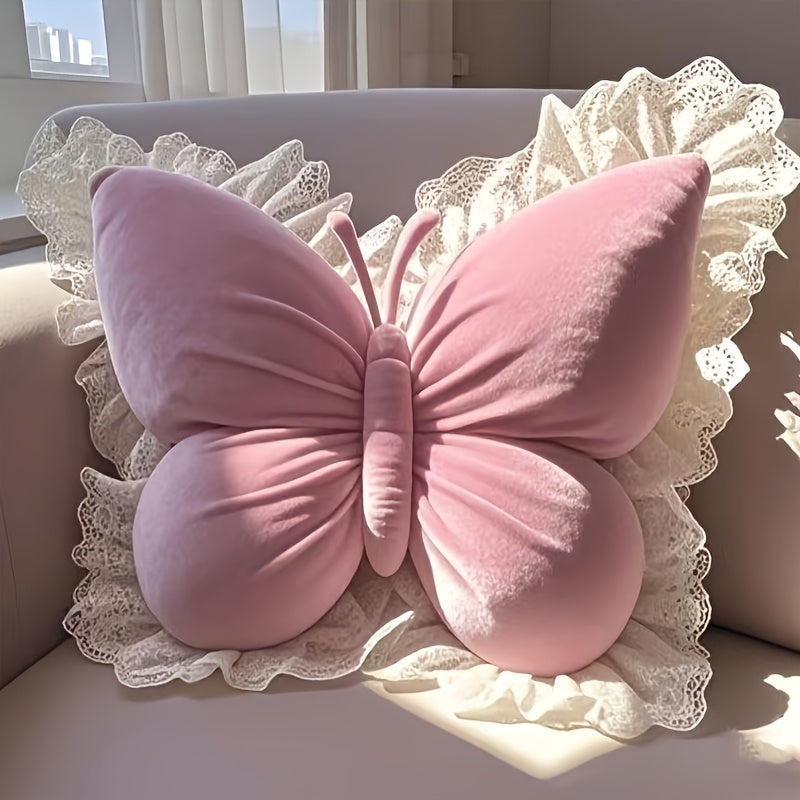 Butterfly Shaped Throw Pillow 3D Bow Decorative Cute Accent Pillow for Bed Sofa Couch Velvet for Entryways, Bedrooms and Living Spaces